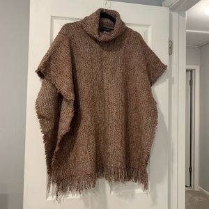 Alessandra Bacci Firenze multicolored turtleneck pullover open side poncho